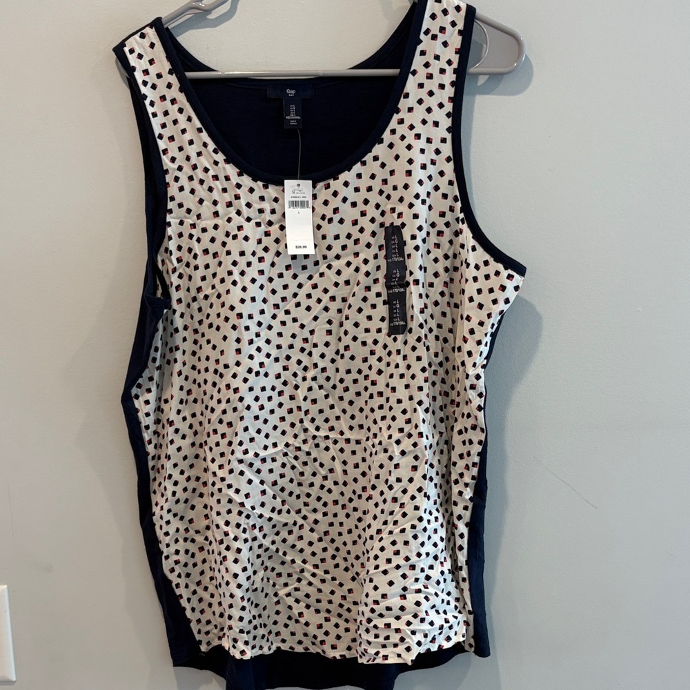GAP Navy and Red Polka Dot Tank Top